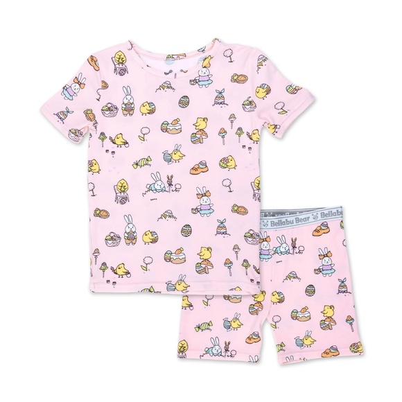 NWT Bellabu Bear Bamboo Pink Easter Bunny 2-Pc Short Pajama Set, Sz 3T - Picture 2 of 5